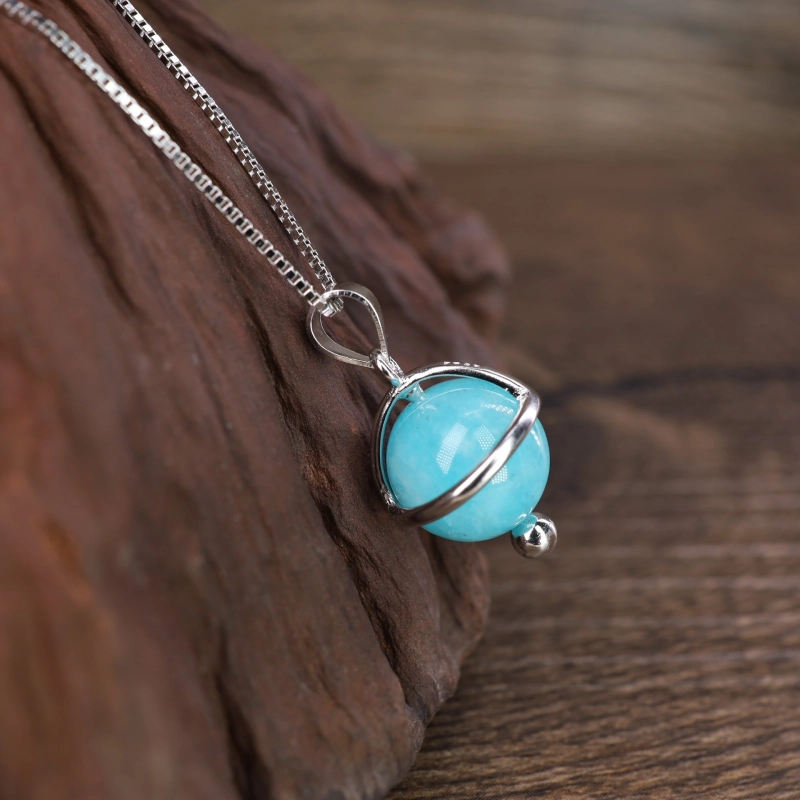 COAI Collana Donna In Argento 925 Con Ciondolo Sfera Satellite In Malachite O Lapislazzuli - Pietre Naturali, Regalo In Scatola - 2