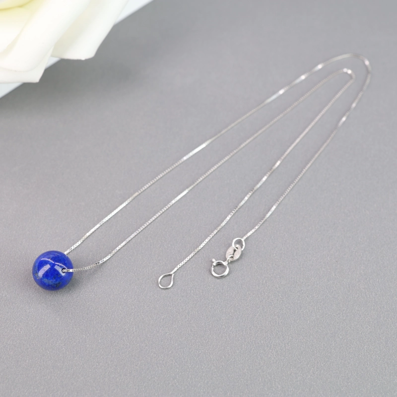 COAI Collana da Donna con Catena in Argento Placcato Platino e Ciondolo Sfera in Amazzonite, Collana Minimalista da Donna Fine e Delicata