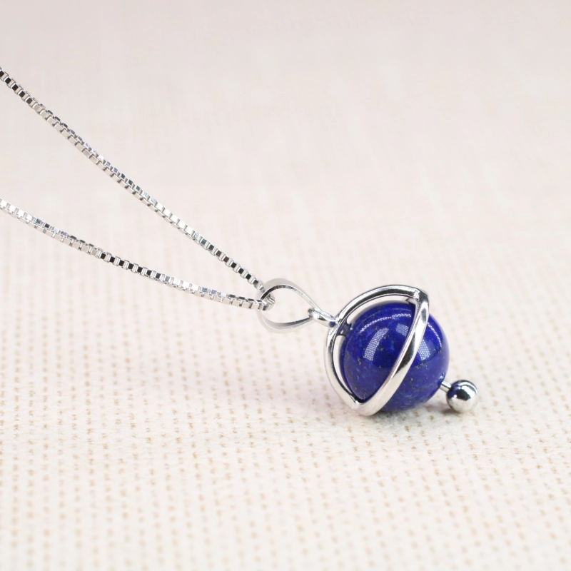 Collana con Ciondolo Sfera Satellite in Malachite