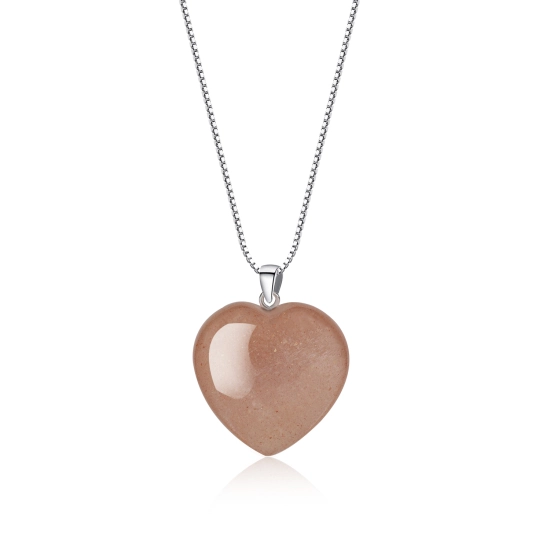 COAI Collana da Donna in Argento 925 con Ciondolo Cuore in Pietre Naturali