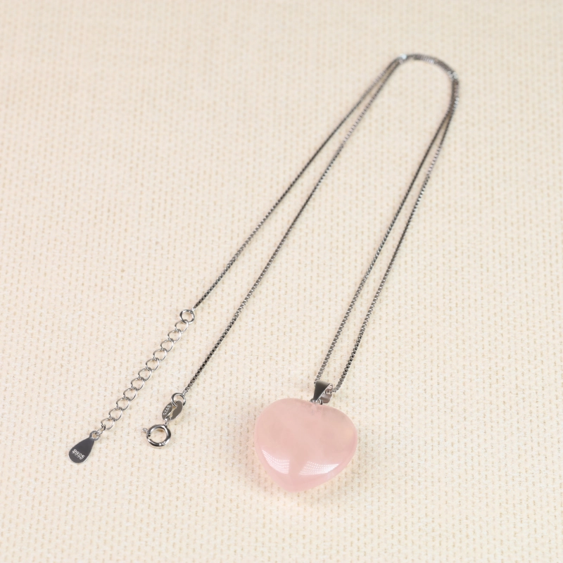 Collana donna con ciondolo pendente goccia di vero quarzo rosa piet