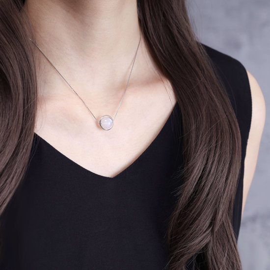 Collana da donna in argento 925 con pendente luna stelle con zirconi intarsiati