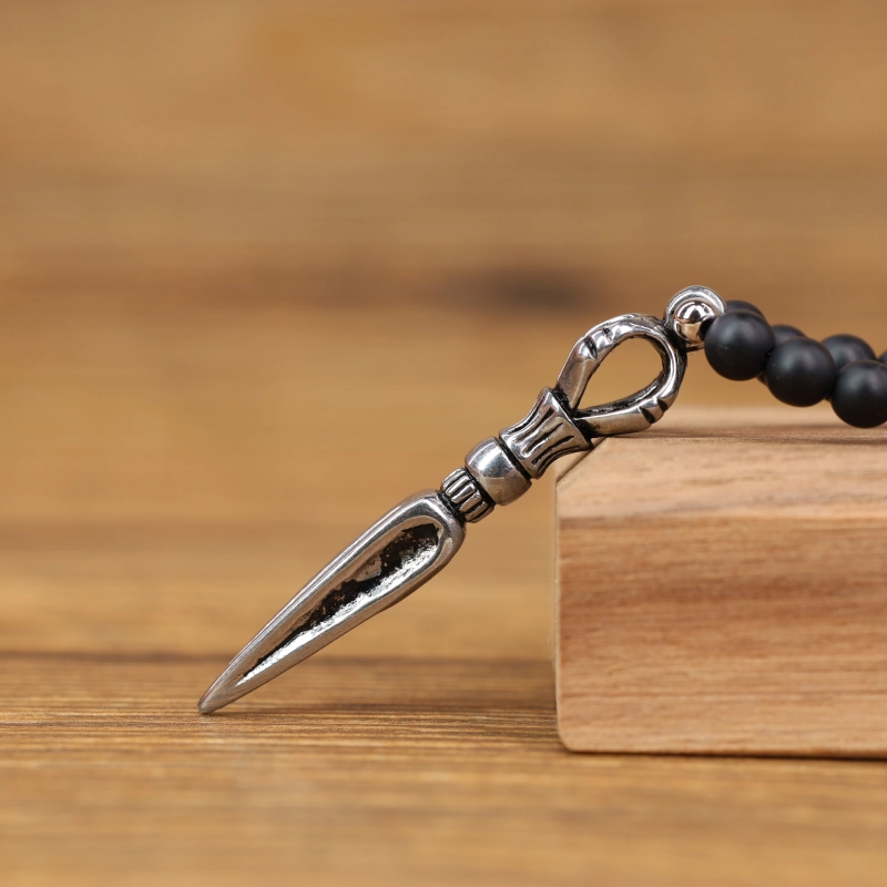 Collana Uomo In Onice Con Ciondolo Vajra - Pietra Naturale, Acciaio Inox - Foto 7