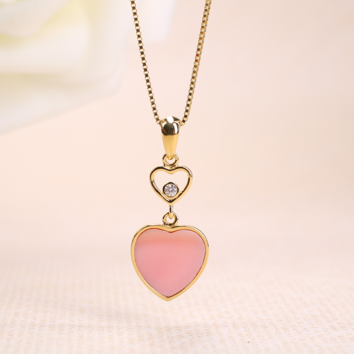 COAI Collier Femme Fille Chaîne Argent 925 Plaqué Or Pendentif Cœur ...