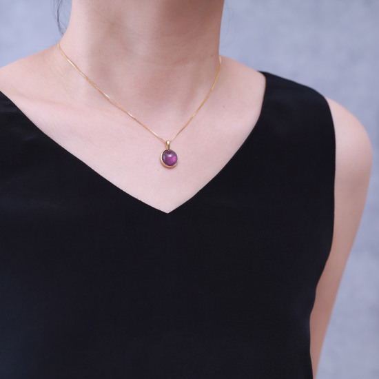 Collier Argent 925 Avec Pendentif Améthyste – Chaîne Incluse – Occasion – #G4
