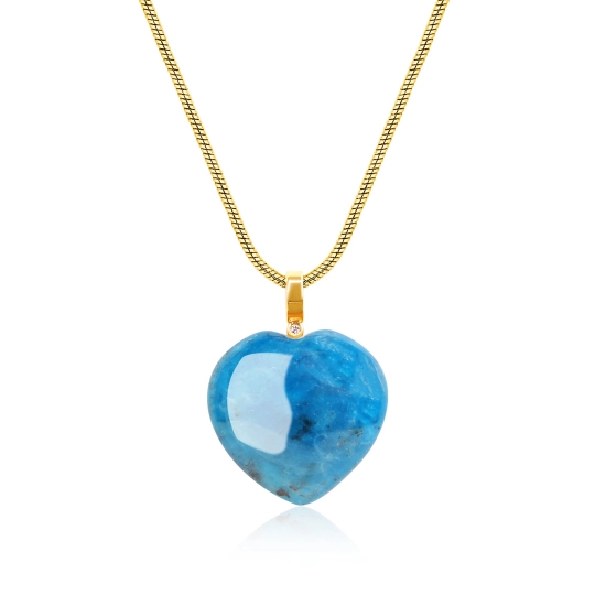 Collier En Apatite Bleue - Pierres Naturelles, Pendentif Ailes D'anges, Longueur Réglable, Neuf Avec étiquettes