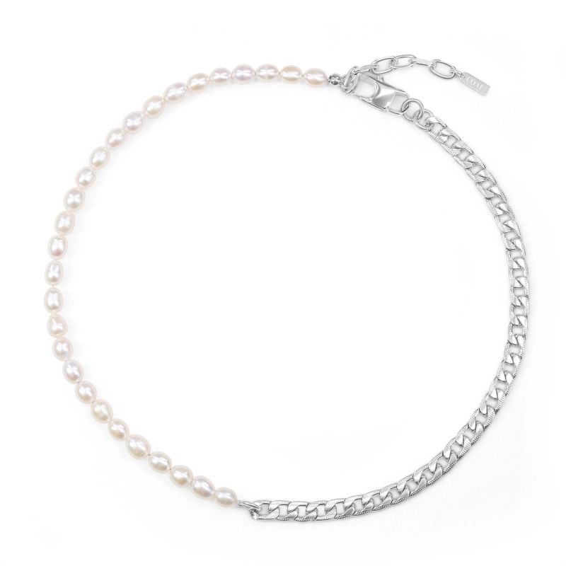 Collier Multicouche Perles Naturelles Chaîne Maille Cubaine - Doré, Zinc - Neuf Avec étiquettes