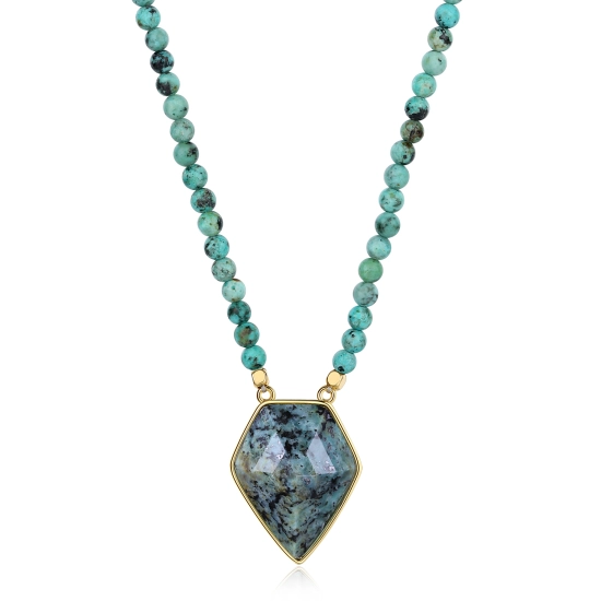 Collier Plaqué or barrette Turquoise Africaine - La Petite Tribu