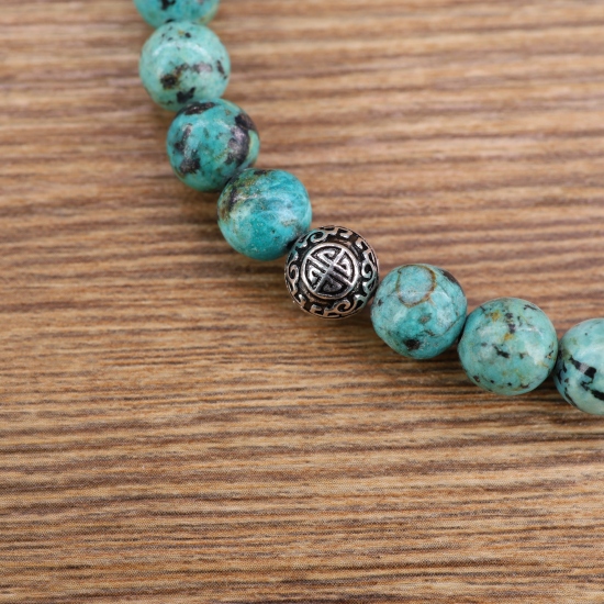 Collier perles Tourmaline melon d'eau 8 mm Chaine en acier inoxydable