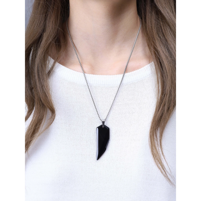 Collier Vaiana Collier Pendentif Dent De Loup Réglable COAI - Pierre Naturelle (œil De Tigre Rouge Ou Unakite), Cordon Nylon 40-75 Cm - Homme/femme, Symbole Courage Kippa Juive Homme