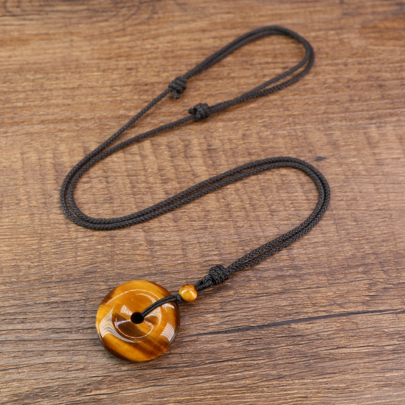 Collier Ajustable Donut Pixiu En Obsidienne Noire Ou Argentée – Symbole De Richesse Et Protection Feng Shui