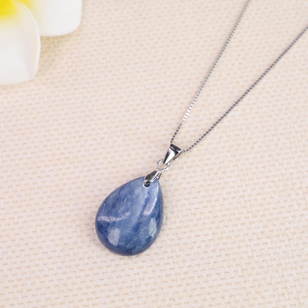 Collier Quartz Rose Goutte D'Eau - Pendentif 45cm Acier Inoxydable Pour Femme