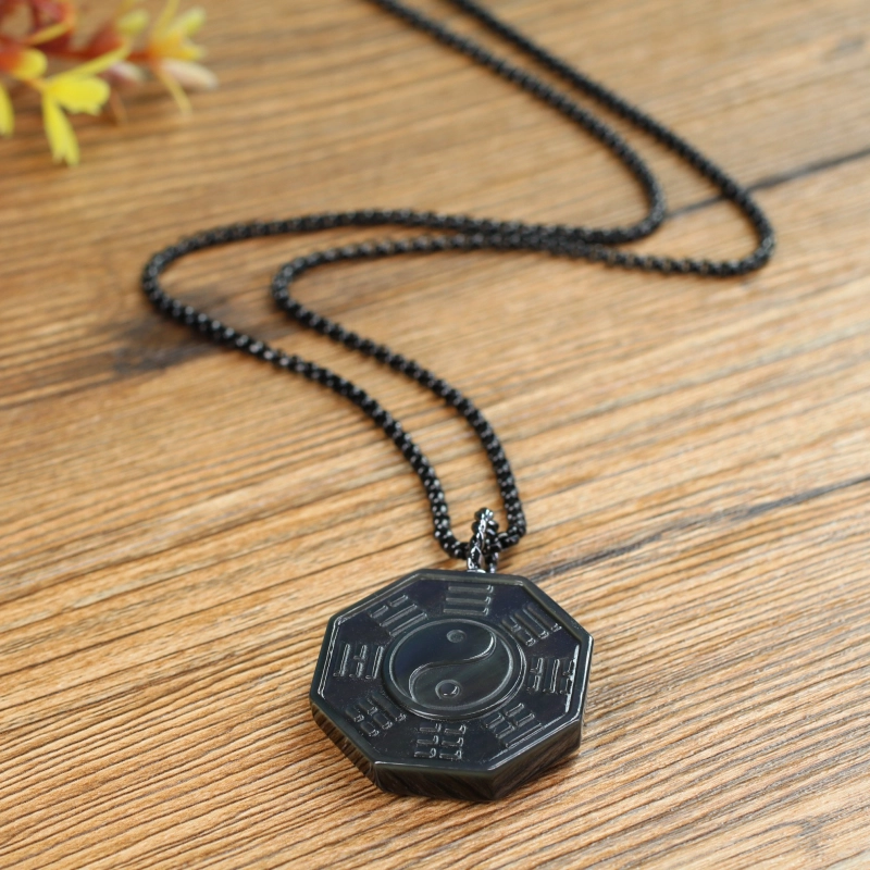 Collier Long Yin Yang En Bronze - Bijou Symbole Chinois - 81-90 Cm (neuf Sans Emballage)