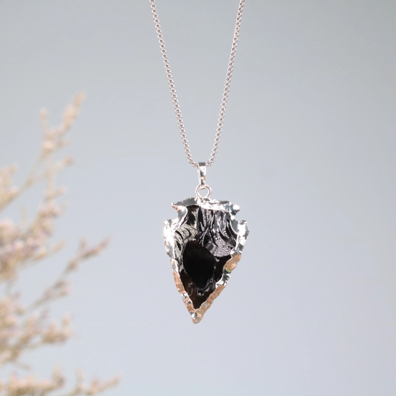 Pendentif Flèche En Obsidienne Noire Brute - Pierre Naturelle, Style Tribal Et Authentique