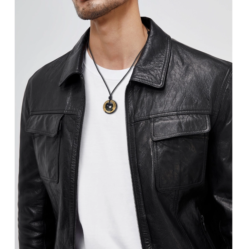Collier Pendentif Vintage 'Nez Bouche' Inspiré De DALI - Métal Doré Et Cordon Cuir - Excellent état