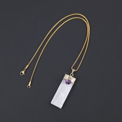 Selenite amethyst neckalce