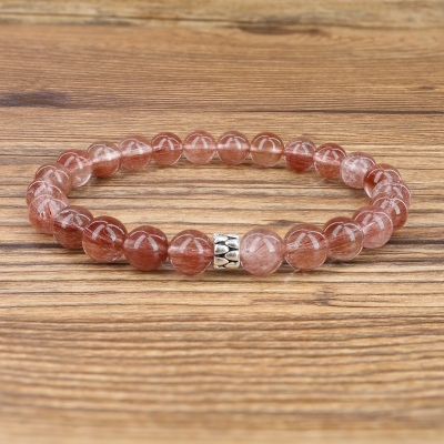 pulsera con ccuentas de cuarzo rutilado rojo