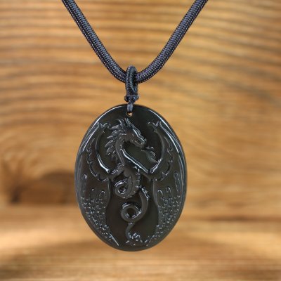 Dragon obsidian pendant