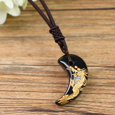 obsidian Magatama pendant