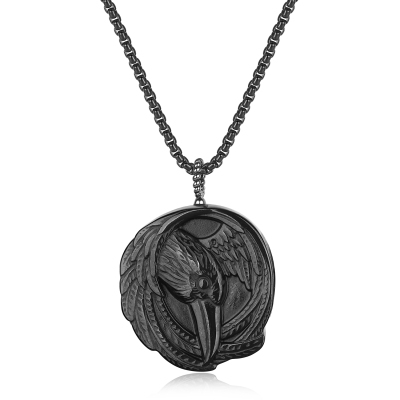 raven pendant obsidian