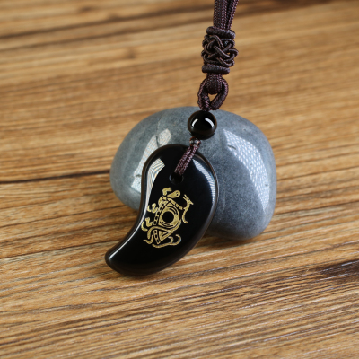 pendentif tortue noire en obsidienne noire