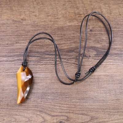 tiger eye stone Wolf Tooth Pendant