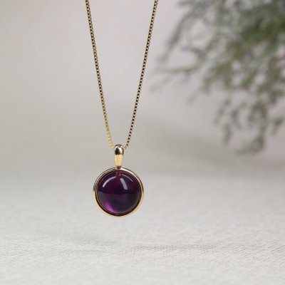 pendentif rond en améthyste