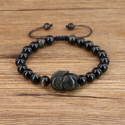 bracelet réglable en obsidienne