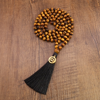collier mala en œil de tigre