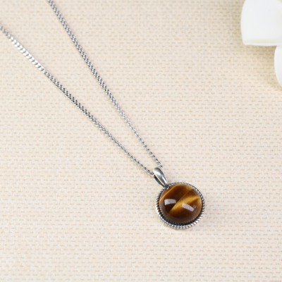 Tiger Eye Stone round pendant