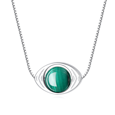 Malachite pendant silver necklace