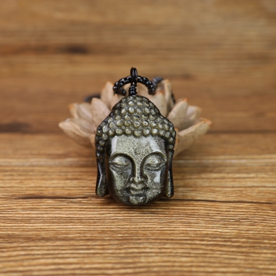 Goldener Obsidian buddha kopf anhänger