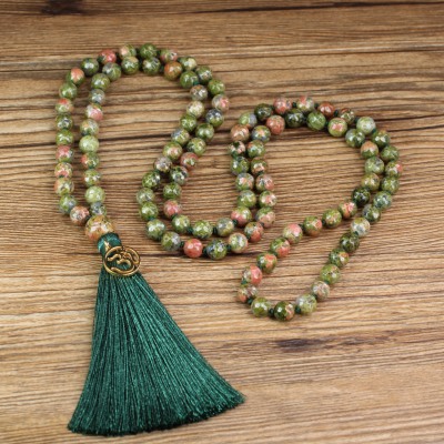 Unakite 108 mala necklace