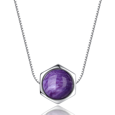 Charoite silver necklace