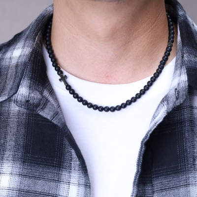 onyx kreuz kette