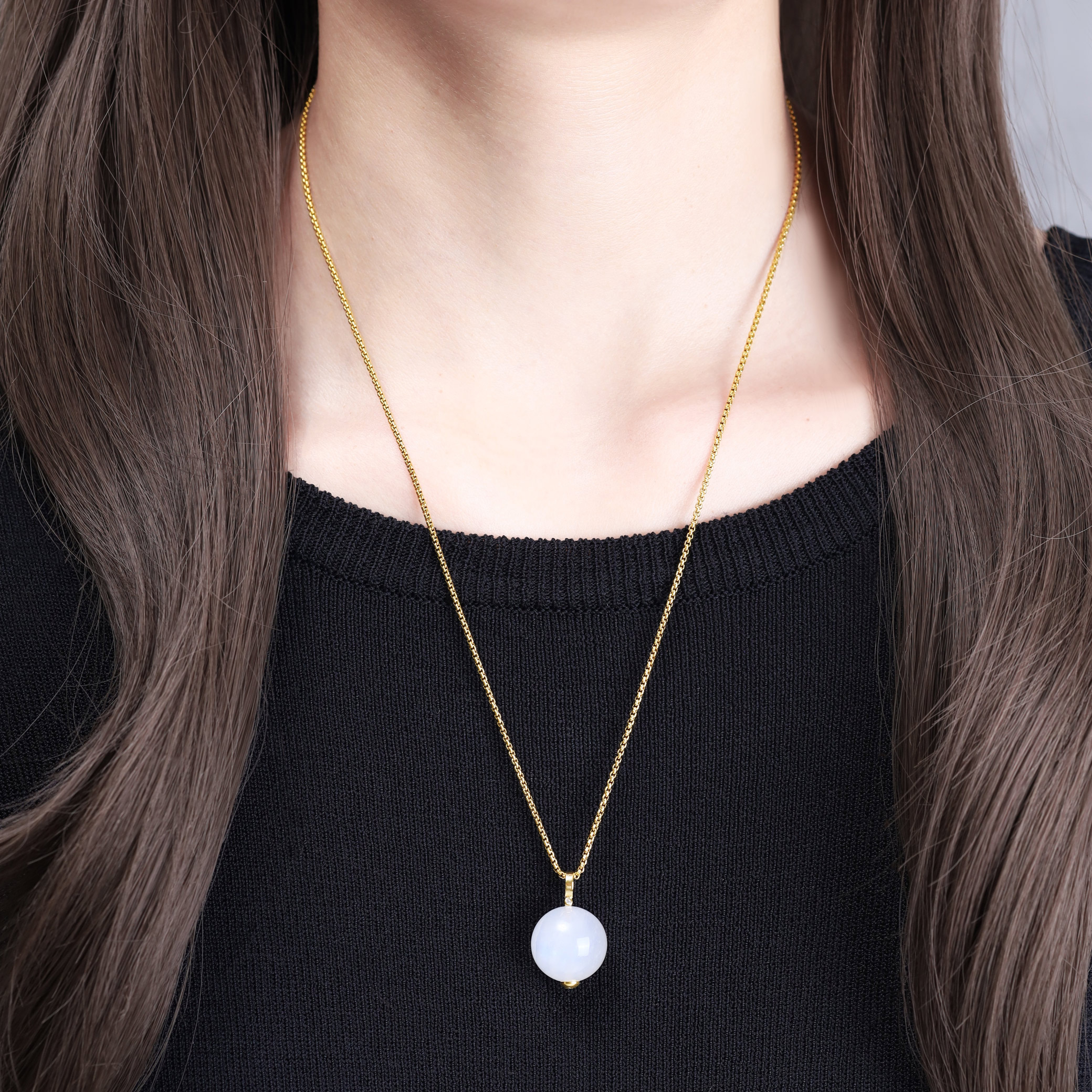 Collana A Catena Arcobaleno Naturale Pietra Di Luna Per Le