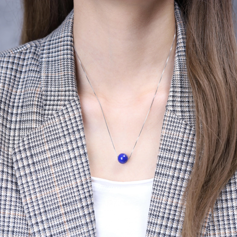 COAI-10mmラピスラズリ-お守りパワーストーン-プラチナメッキシルバーネックレス-レディース