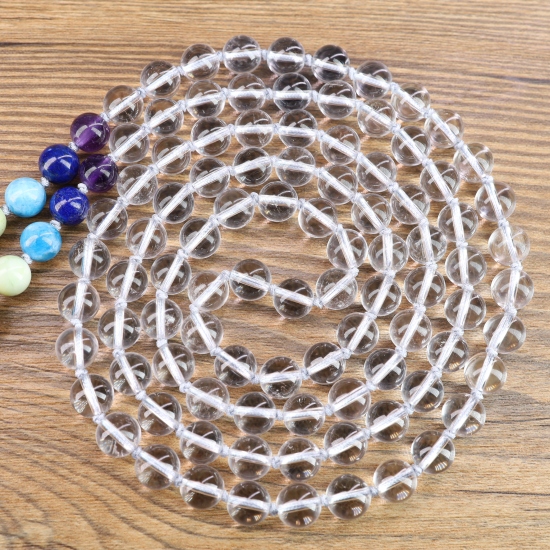 COAI-108玉-水晶-生命の樹-チャクラ-フリンジ-編み結び-数珠ネックレス