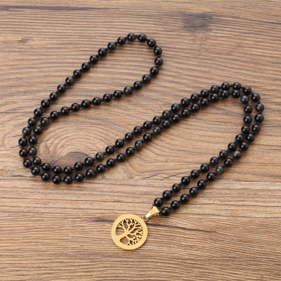 COAI-108玉-オブシディアン-ナマステチャーム-編み結び